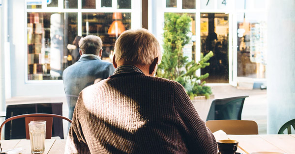 Older men at a coffee shop