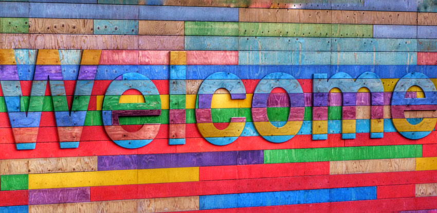 Colorful "Welcome" sign