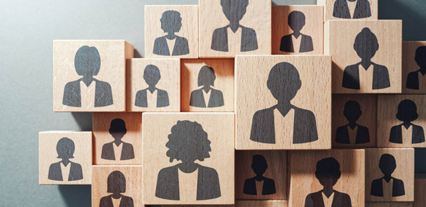 Building blocks depicting different employees