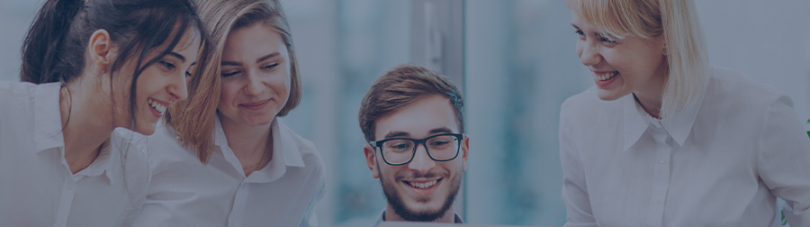 Happy employees at work