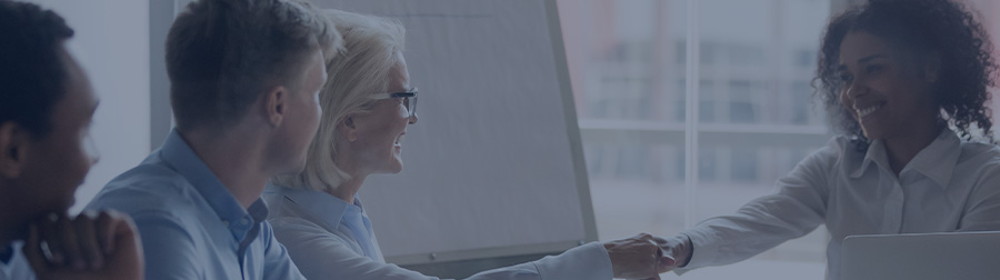 Employees shaking hands